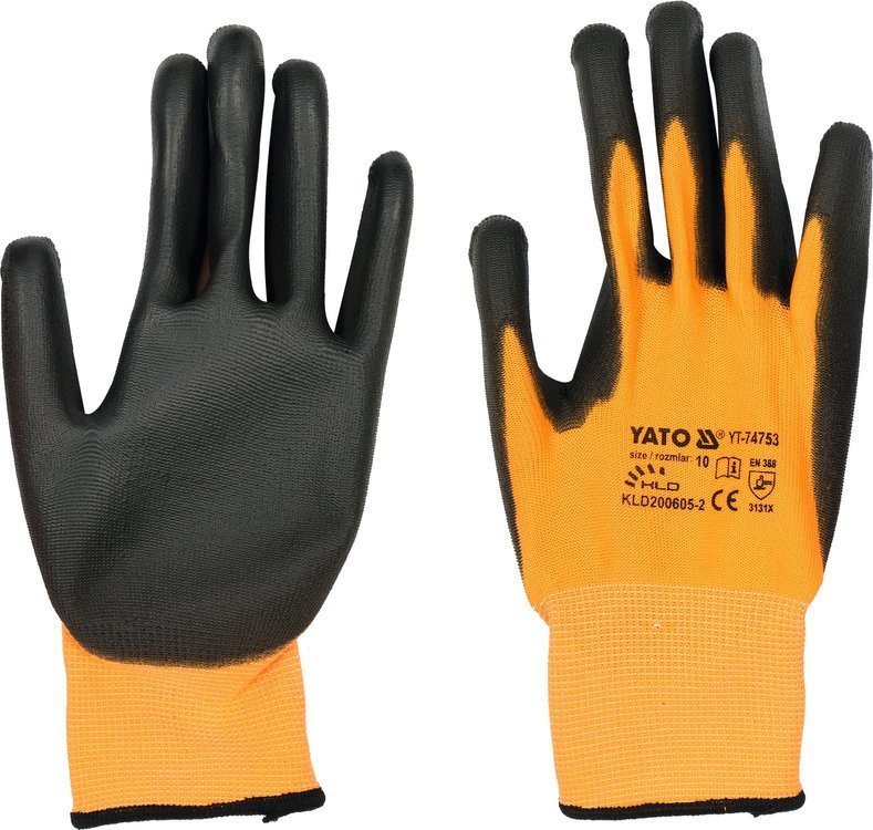 YATO Рукавиці робочі з поліуретановою оболонкою YATO розмір 10, для користування смартфоном  | YT-74