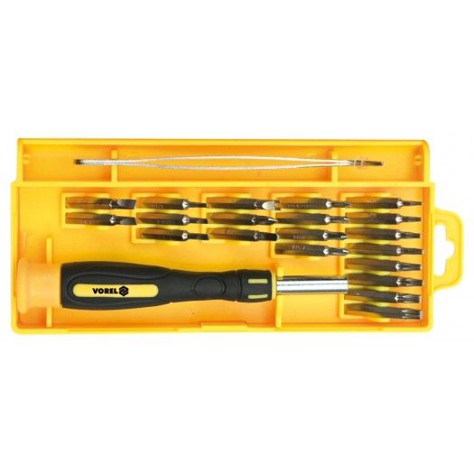 VOREL Викрутка для точних робіт з насадками Набір 22 шт.  | 64395