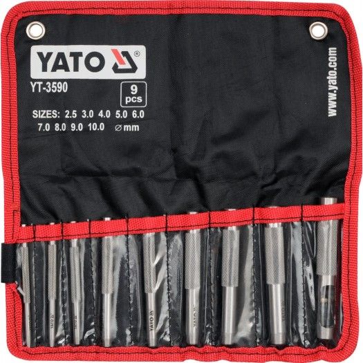 YATO Пробійники отворів до шкіри YATO : Ø= 2,5 - 10 мм, Набір 9 шт.  | YT-3590