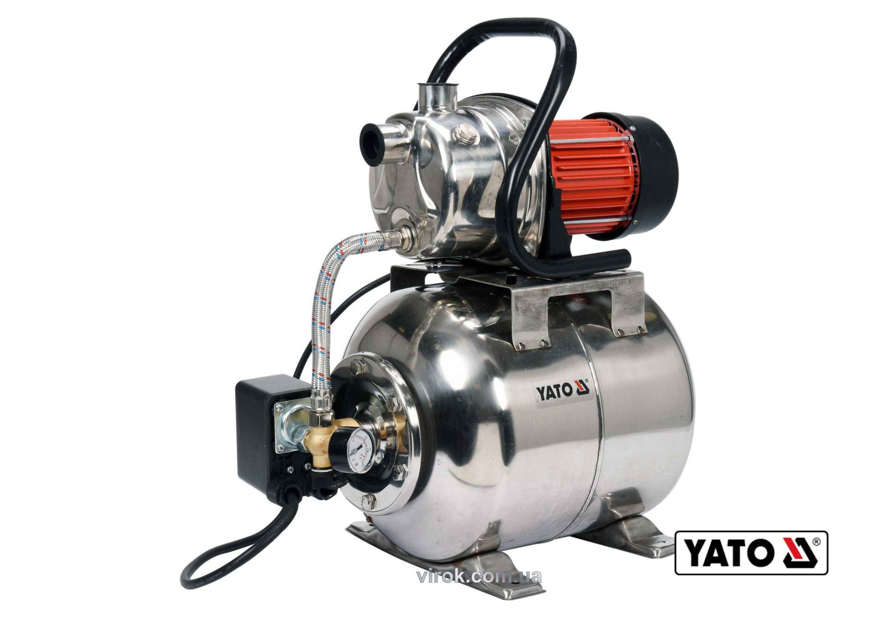 YATO Насосна станція (Гідрофор) мережева YATO: 1200 Вт, 4000 л/год, Ø= 1", 19 л, глиб.- 9м, вис.- 50
