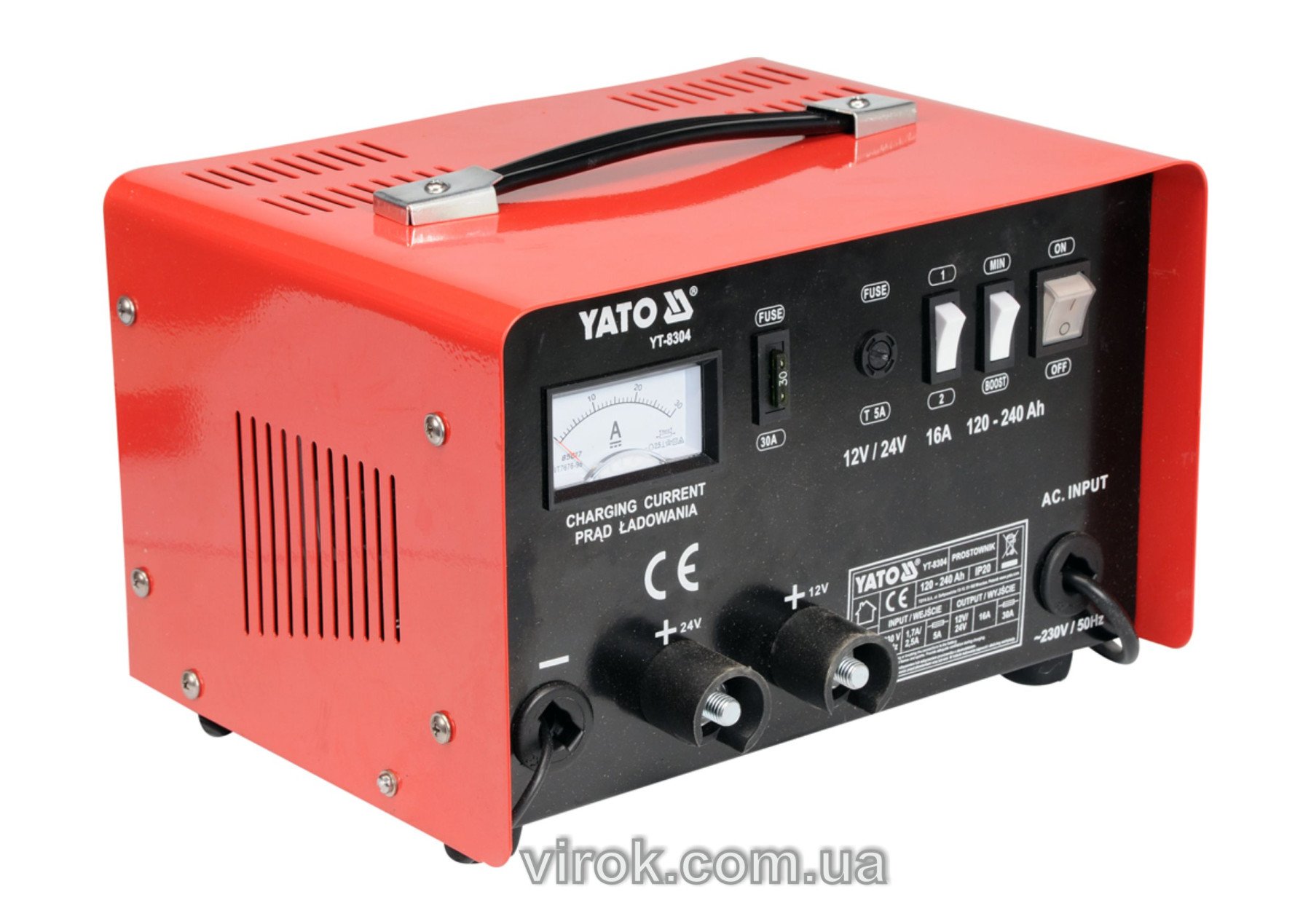 YATO Зарядний прилад YATO : 12/24V, 16А, 240Ah  | YT-8304