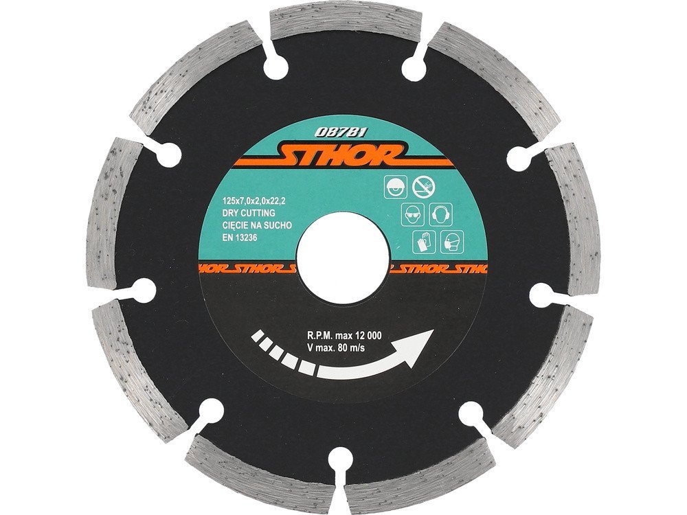 Диск відрізний алмазний сегментний STHOR : Ø= 125 мм, t-2.0 х h- 7 мм по кам, бетоні, кераміці [20]