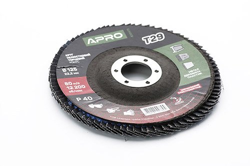 Круг лепестково-торцевой циркониевый Р40 конус 125мм (Т29) (КЛТ) APRO