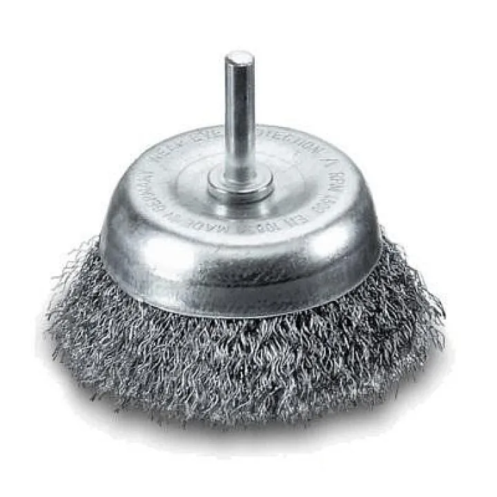 Щетка чашечная 75 мм, хвостовик 6 мм,Латунная проволока0.25 мм, 4500 об / мин LESSMANN