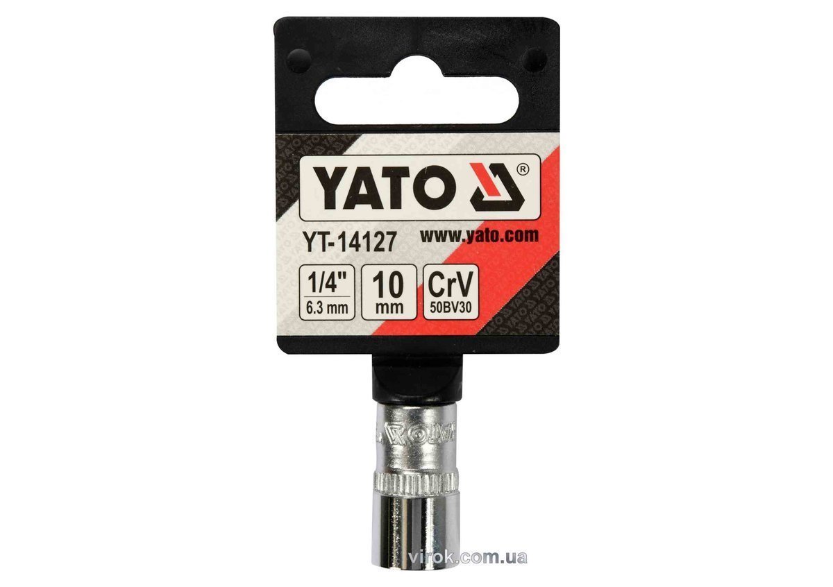 YATO Головка торцева 6-гранна YATO : квадрат 1/4", М10, CrV  | YT-14127