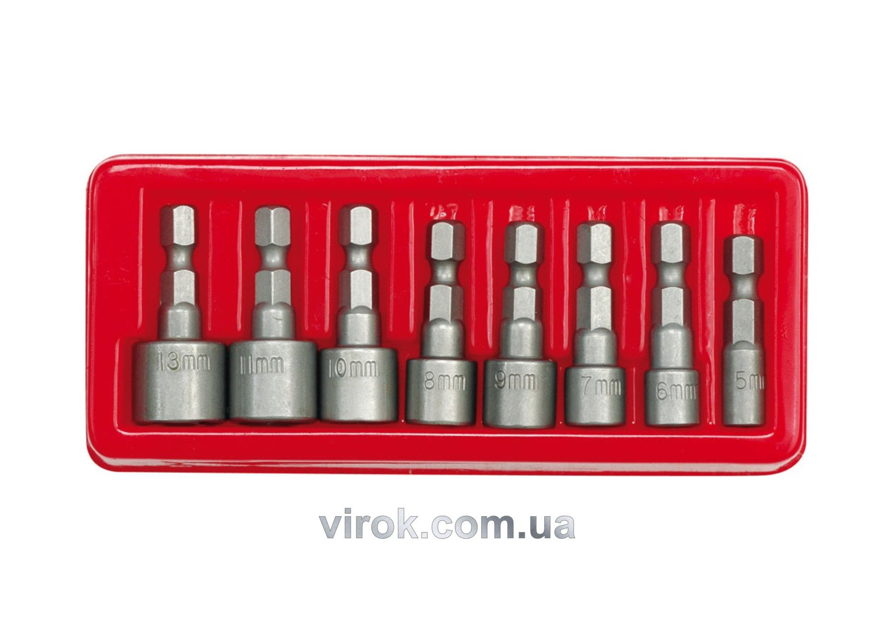 VOREL Насадки викруткові торцеві (біта) : HEX 1/4". M5-13 мм. Набір 8 шт.  | 66113