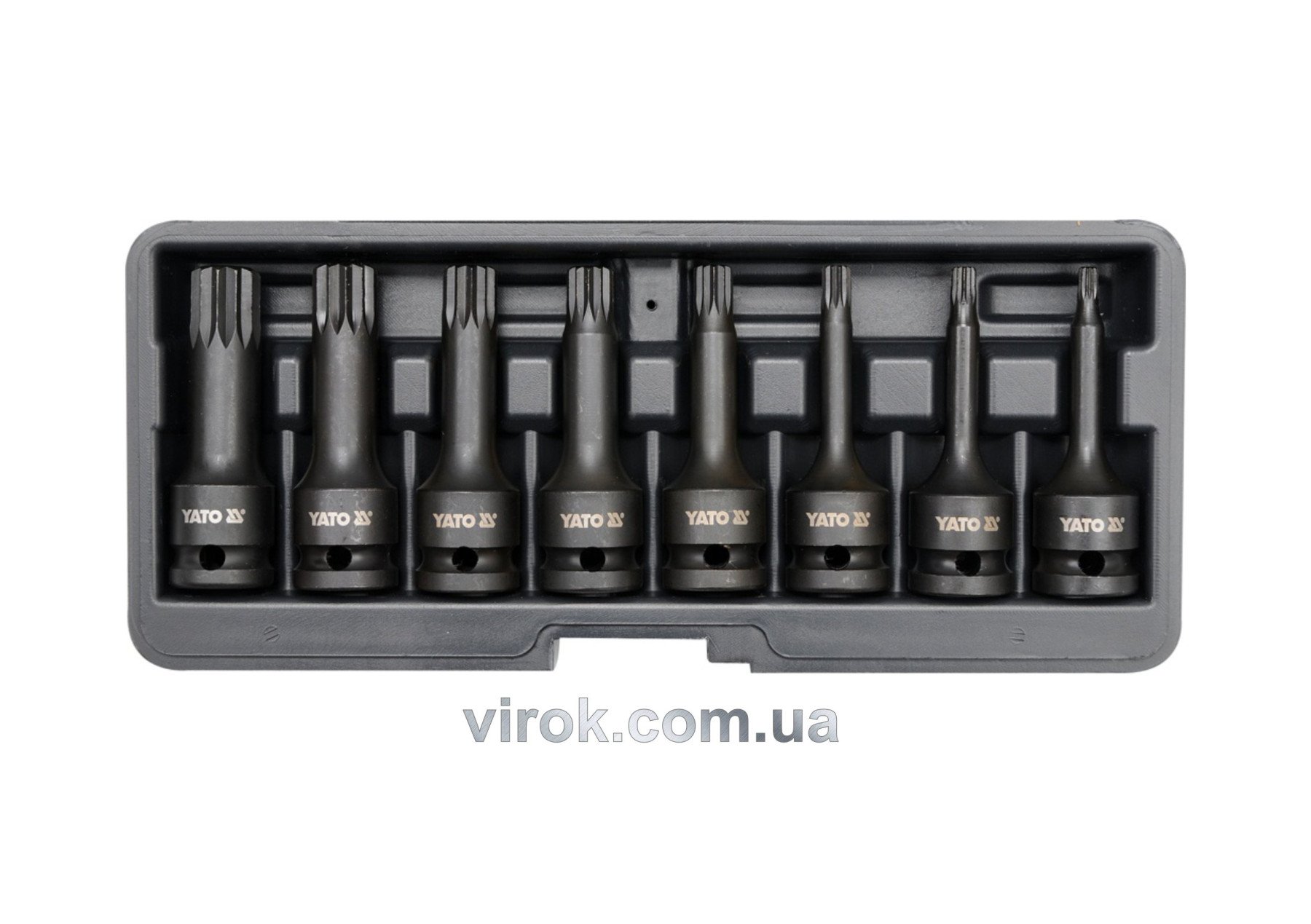 YATO Набір насадок викруткових ударних YATO : SPLINE M5-M18. квадрат 1/2". 8 шт.  | YT-1069
