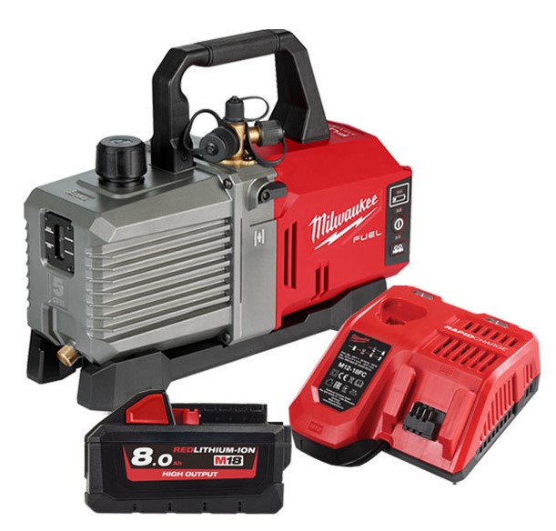 MILWAUKEE Насос вакуумний акумуляторний, M18 FVP5-801 (+зар.пр., 1акум.Х 8Аг) | 4933492854
