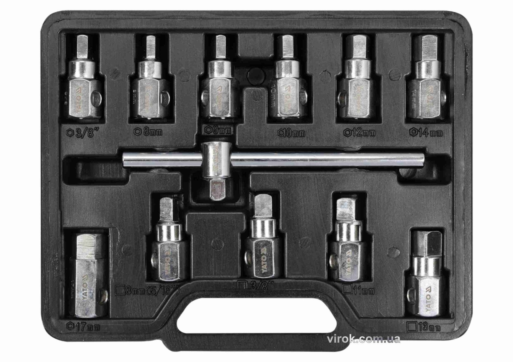 YATO Набір ключів для зливної пробки масляного піддону YATO : квадрат- 3/8", 12 шт.  | YT-0600