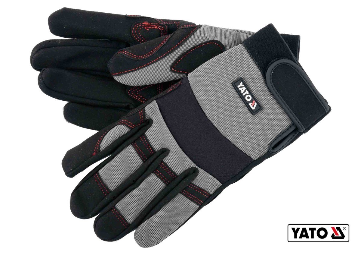 YATO Рукавиці робочі з застібкою-липучкою YATO : штучна шкіра + синтетична тканина, розмір 9  | YT-7