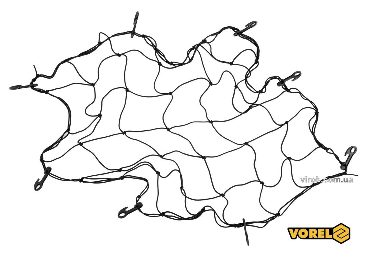 VOREL Сітка-органайзер до багажника авто з 8 гаками, поліпропілен, 90 х 90 см  | 82261