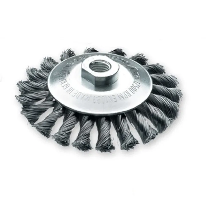 Щетка коническая 115хМ14х2.0 мм, ст. проволока 0.5 мм, Z20 жгутов, 15000 об / мин LESSMANN