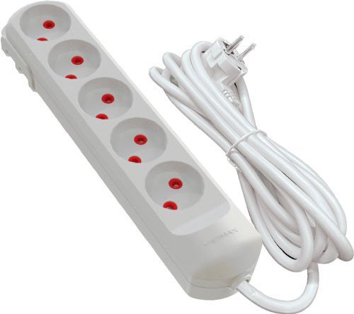 Подовжувач мережевий VIROK: l= 5 м, з 5 гніздами без заземлення