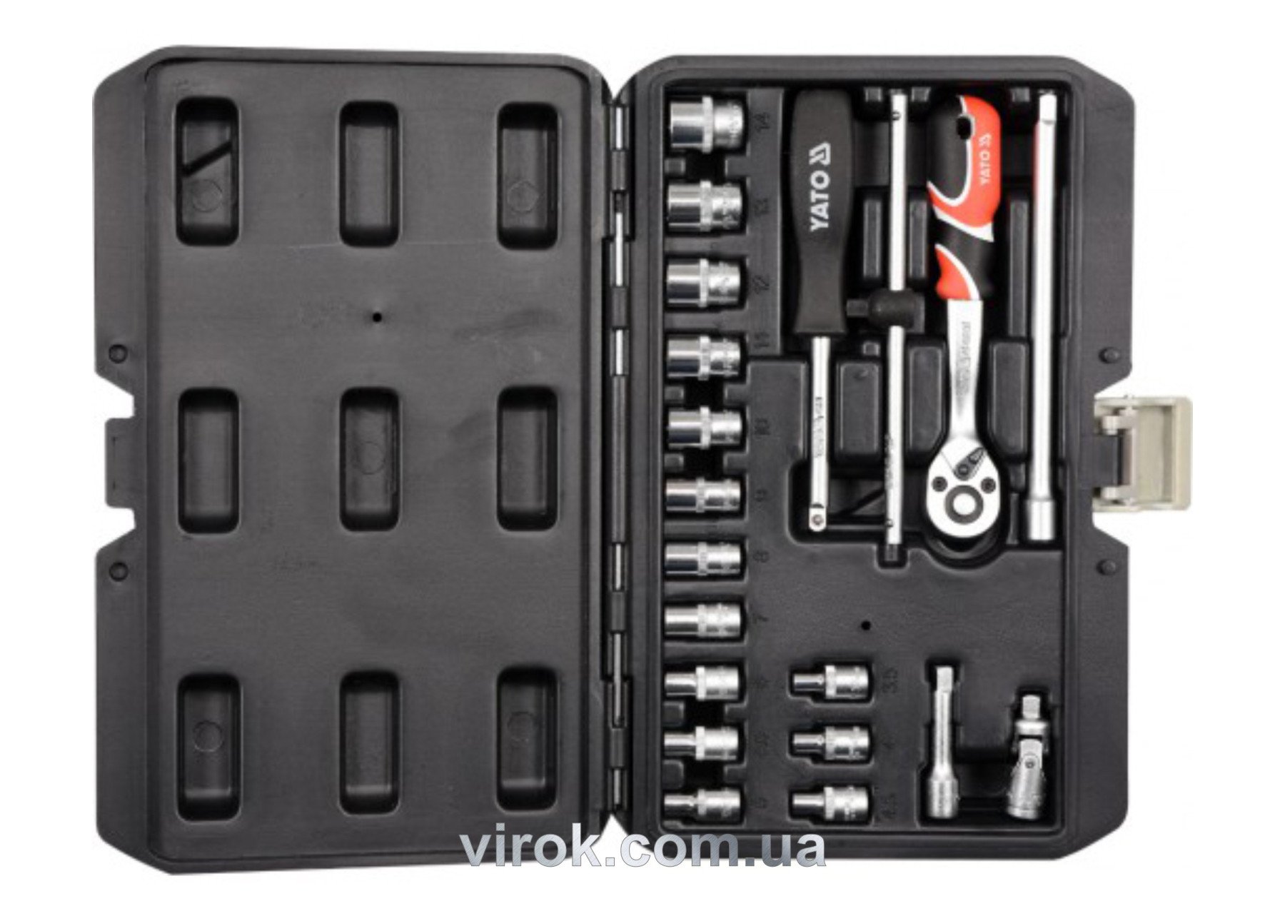 YATO Набір головок торцевих YATO : квадрат 1/4", М3,5-14 з інструментами. 20 шт.  | YT-14491