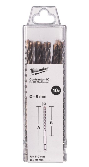 MILWAUKEE Бур SDS-PLUS 4C Contractor Ø6х110мм, (10шт) | 4932498868