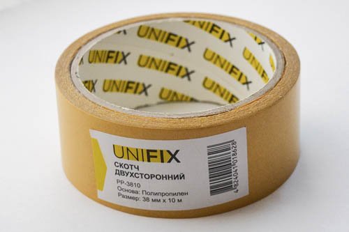 Лента клейкая двухсторонняя на полипропиленовой основе 38мм*10м UNIFIX
