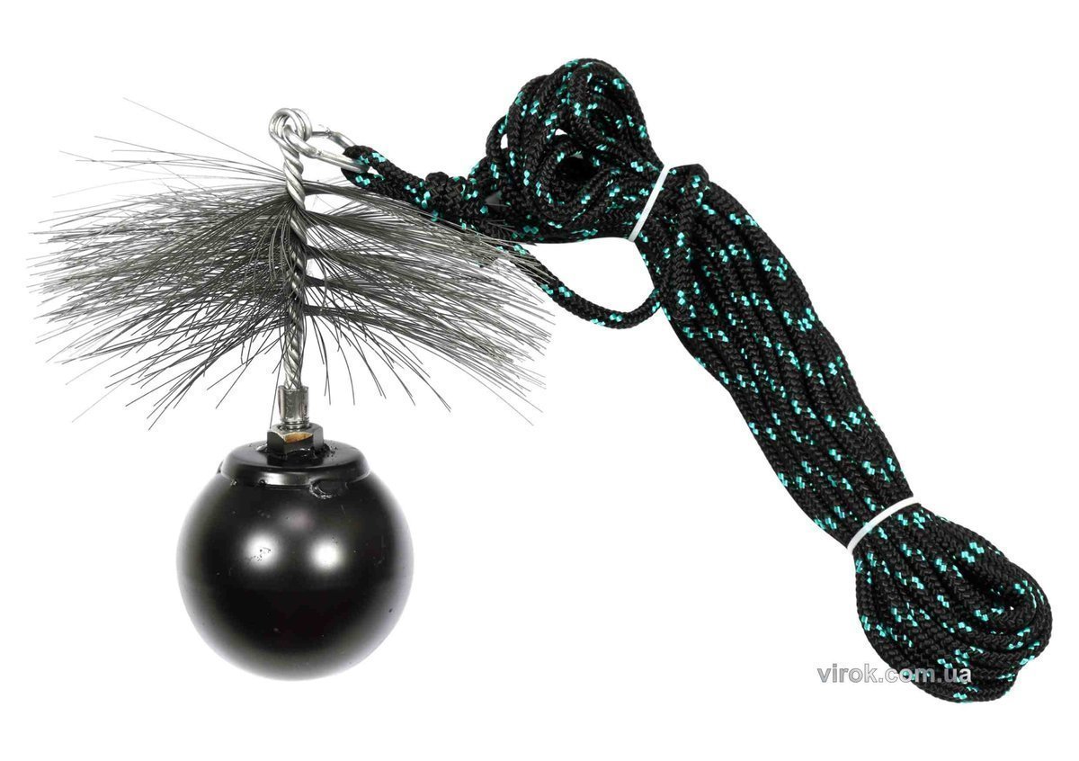 VOREL Набір для очищення димарів : шнур Ø= 6 мм, l= 10 м; йорж Ø= 200 мм; гиря- 1.8 кг  | 73034