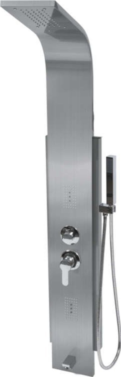 FALA Душова панель STEELY 6 : 5 функцій, 155 х 22/18 x 7 см, шланг l= 150 см, з нержавіючої сталі(DW