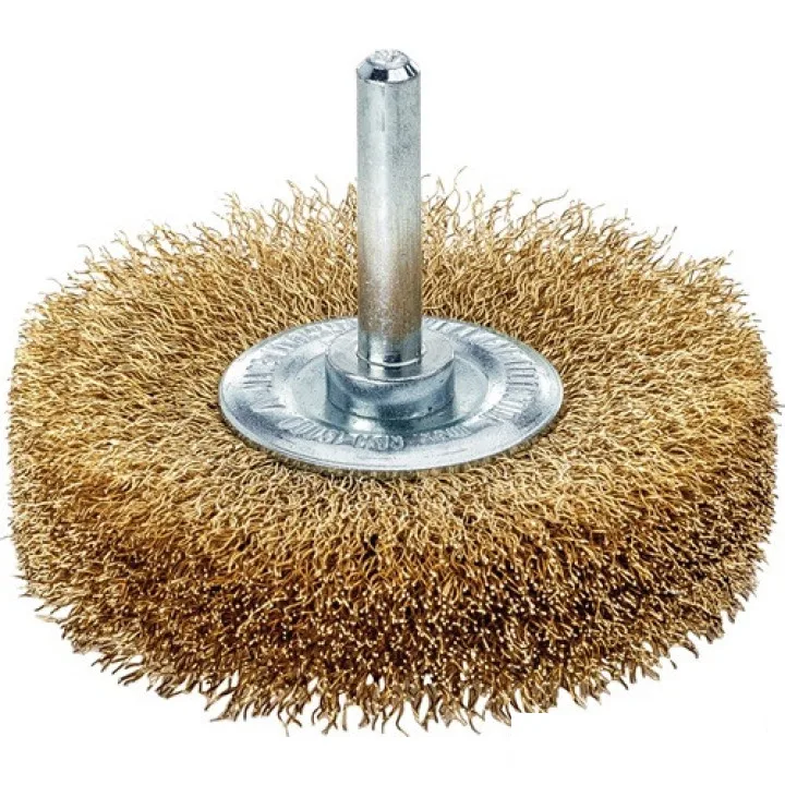 Щетка цилиндрическая 40x8-9 мм, хвостовик 6 мм, Латунная гофрированная проволока 0.20 мм LESSMANN