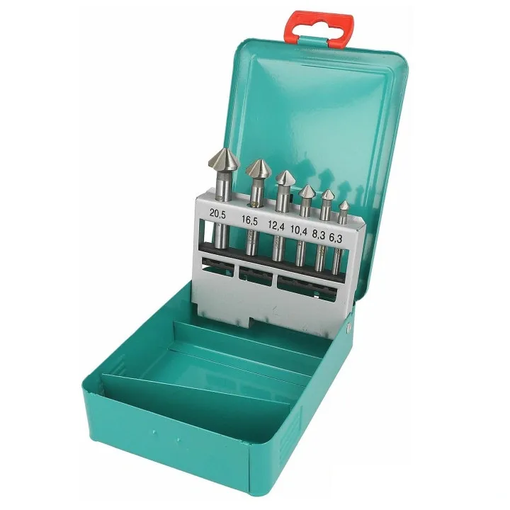 Набор конических зенкеров HELLER HSS 6.3/8.3/10.4/12.4/16.5/20.5 мм 6 шт. (22590)