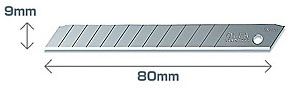 Лезвия OLFA AB-50S сегментированные из нержавеющей стали, 9х80х0,38мм, 13 сегментов, 50шт