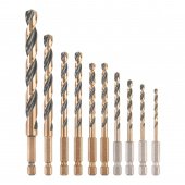 Набір свердел по металу DeWALT EXTREME Black & Gold, HSS-G, 10 шт: d = 3-10 мм., 1/4 " | DT20620