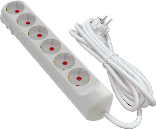 Подовжувач мережевий VIROK: l= 3 м, з 6 гніздами із заземленням