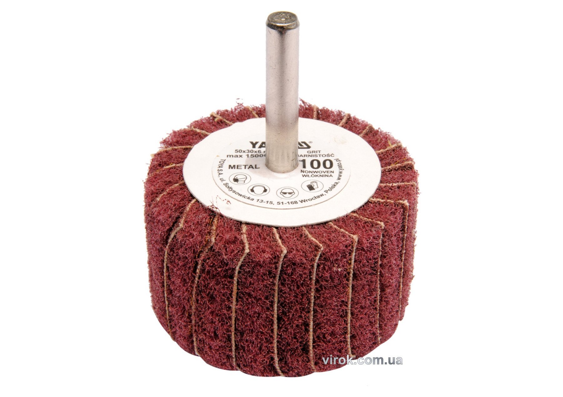 YATO Круг пелюстковий шліфувальний YATO : подовжений Ø= 50 мм К100, шпиндель Ø= 6 мм, H= 30 мм  | YT