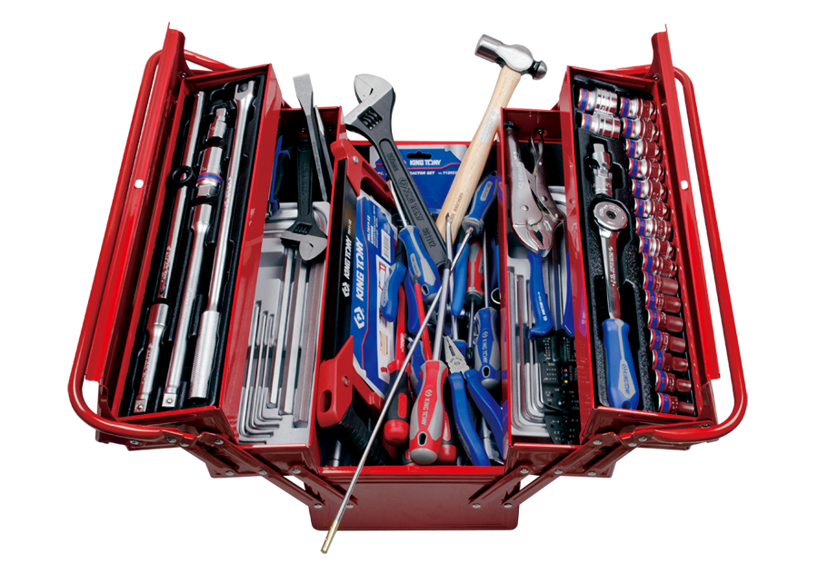 KING TONY Набір інструментів в металевому ящику 132 предмета | 902-132CR