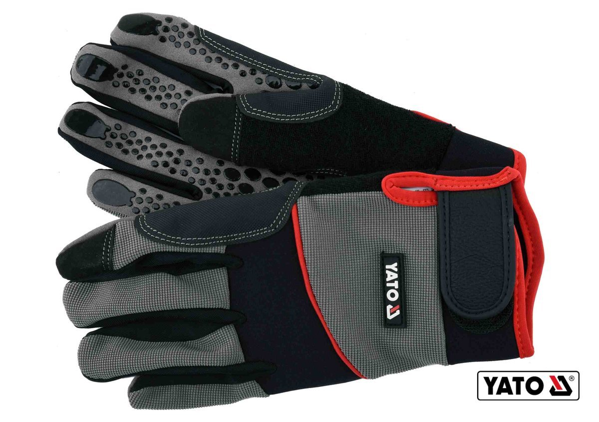 YATO Рукавиці робочі з застібкою-липучкою YATO : штучна шкіра + синтетична тканина, розмір 8  | YT-7