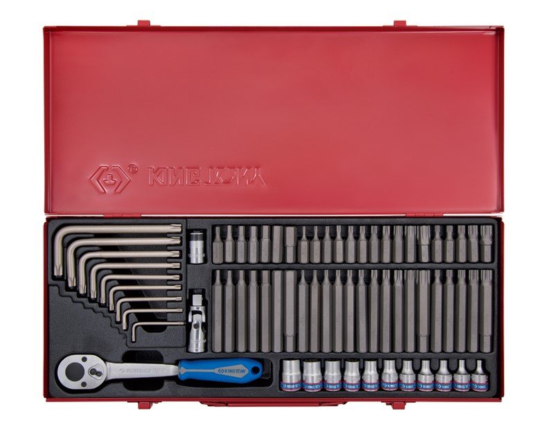 KING TONY Набор вставок (бит) 3/8", TORX, SPLINE, HEX, 69 предметов | 5169PR