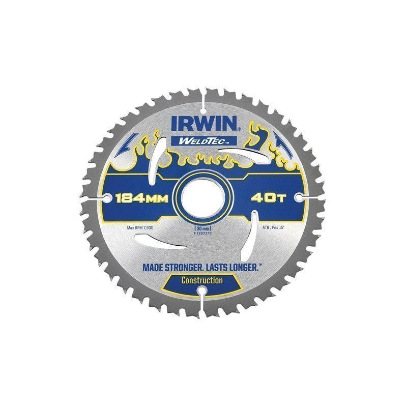 IRWIN Диск пильный по деревоматериалам Weldtec CSB 184мм/40T AR16 | 1897381