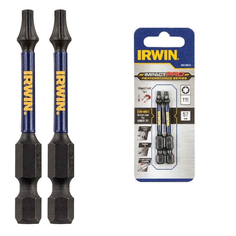 IRWIN Бита IMPACT PRO 1/4"/57мм TX15 2шт, | IW6061602