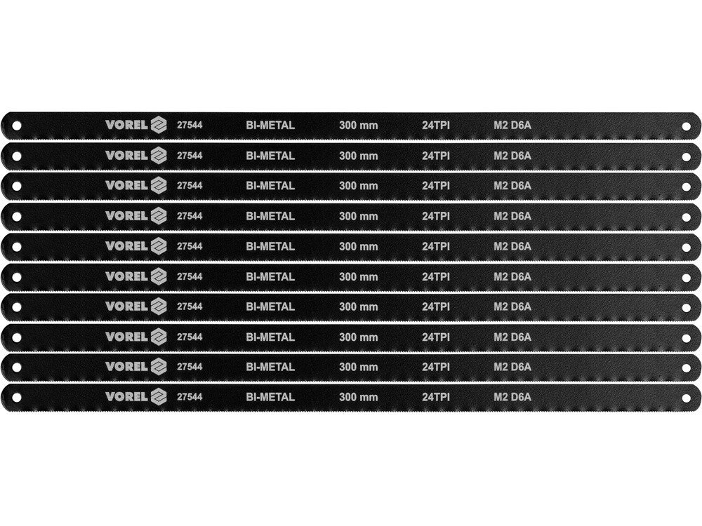 Полотно різальне до ножівки по металу BI-мет VOREL М2 D6A, 300х12,6х0,65 мм, 24 зуби/1", паков. 10шт