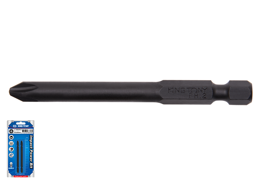 KING TONY Бита 1/4" магнитная ударная PH3*150MM комплект 2шт | 711503P-S1