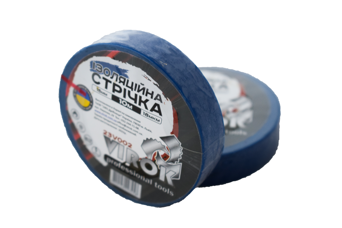 VIROK Стрічка ізоляційна : 15 мм х 10 м x 0,18 мм CИНЯ  | 23V002