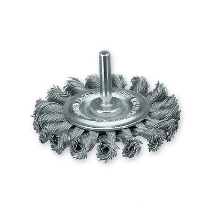 Щетка дисковая 75х15 мм, хвостовик 6 мм, ст. проволока 0.5 мм, Z18 жгутов, 25000 об / мин LESSMANN