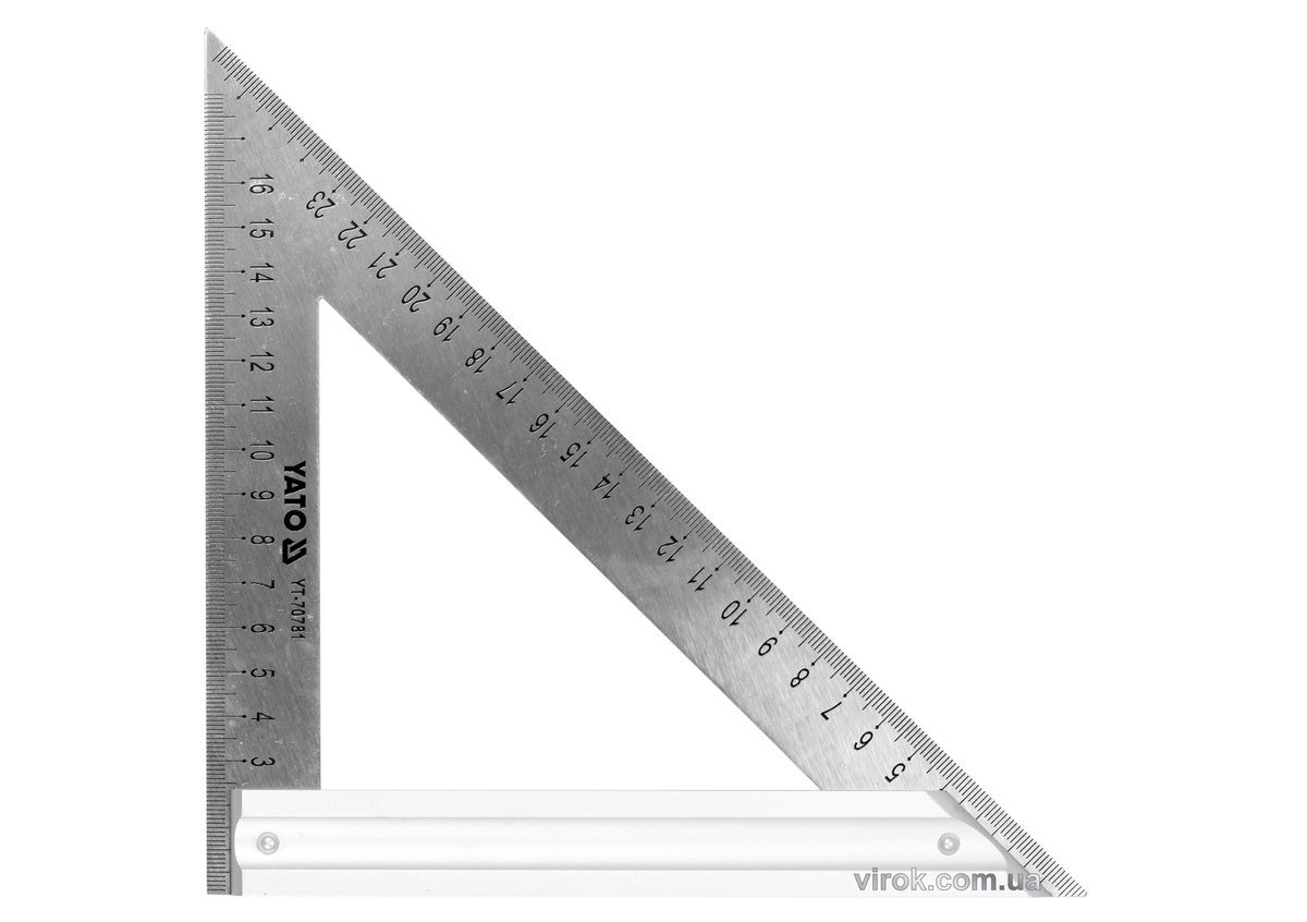 YATO Кутник теслярський металевий YATO з прямим кутом і 2 метричними шкалами 270 мм  | YT-70781