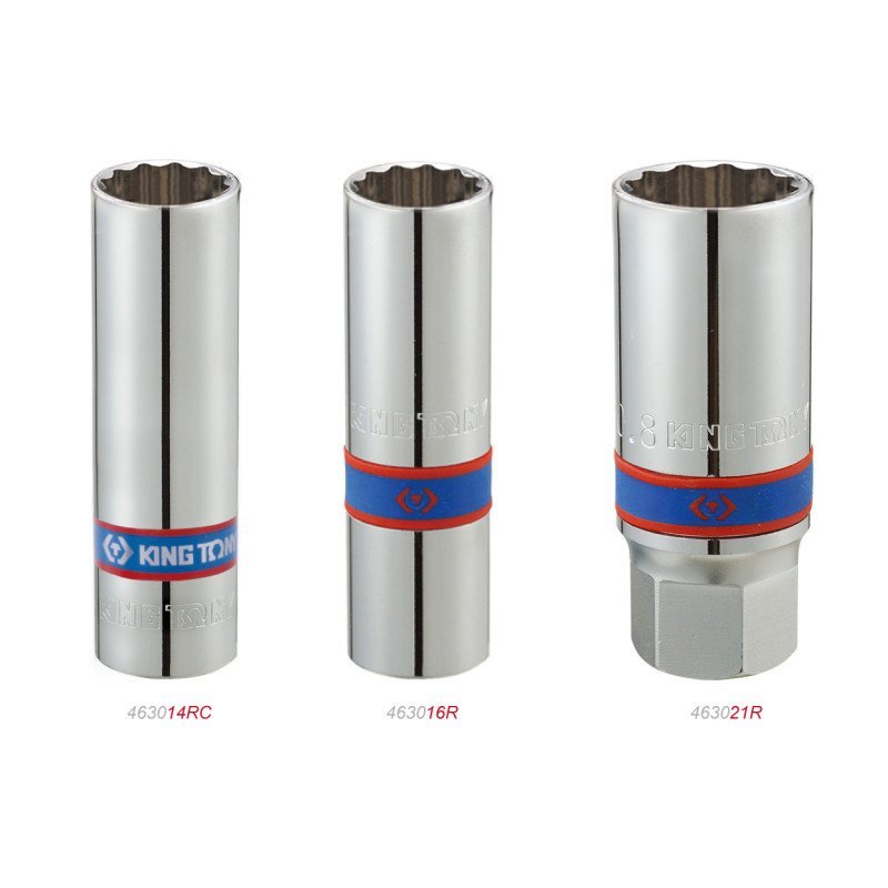 KING TONY Головка свечная 1/2" 16мм 12-ти гранная, резина | 463016RC