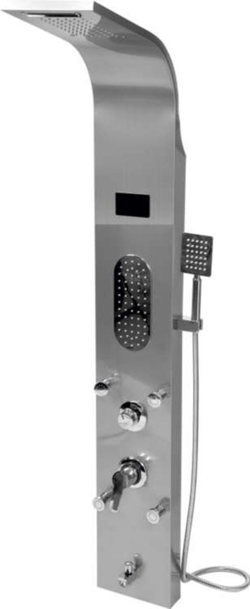 FALA Душова панель STEELY 5 : 5 функцій, 155 х 22 x 7 см, шланг l= 150 см, з нержавіючої сталі(DW) |