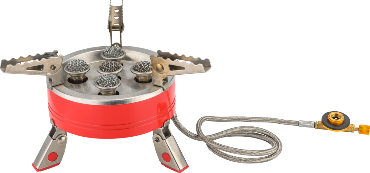 VIROK Плита газова туристична 7кВт, 5 комфорок + шланг з різьбовим (7/16) з'єднанням  | 44V201