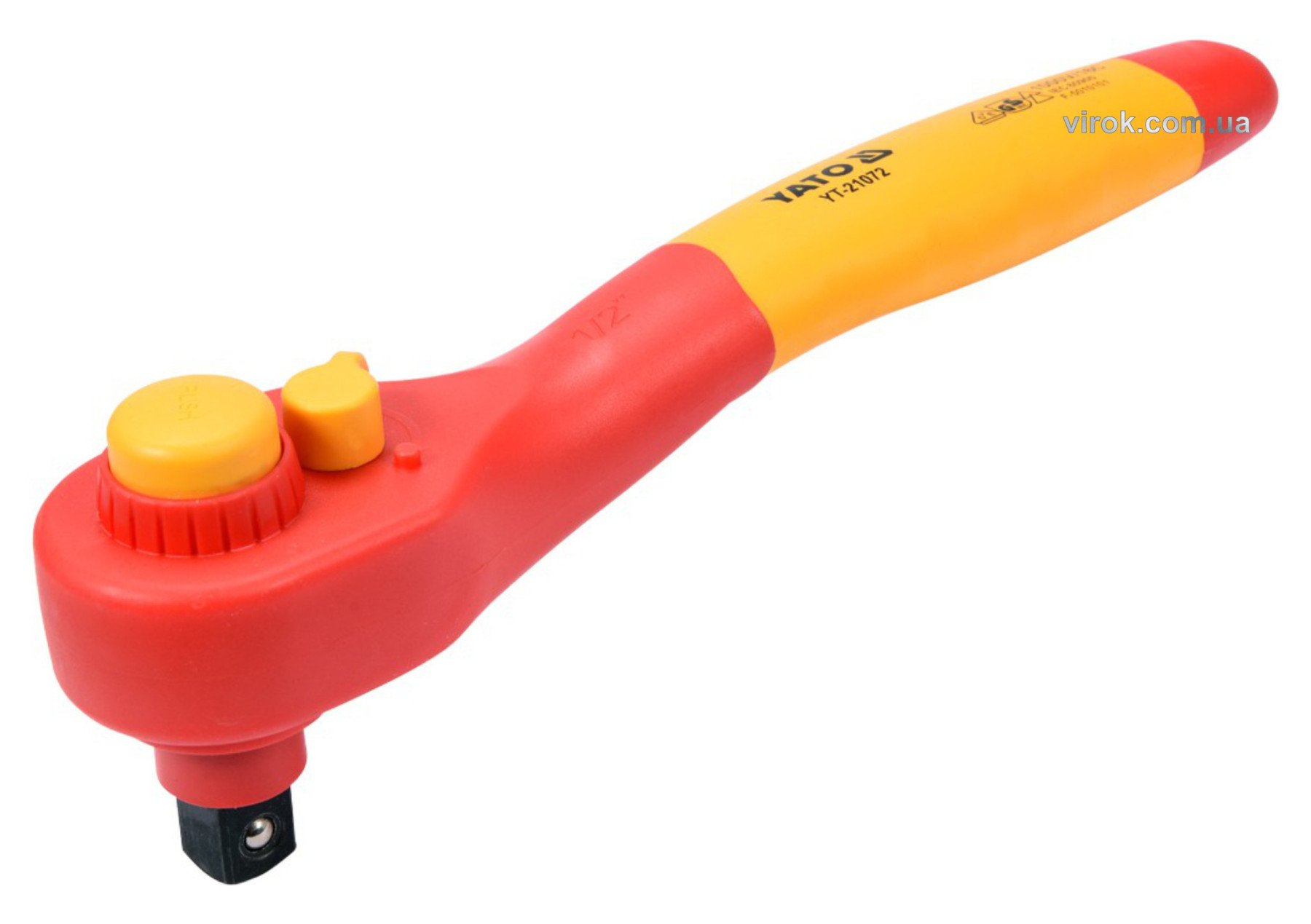 YATO Тріщатка діелектрична ізольована YATO : квадрат 1/2", L= 200 мм, 36T, VDE корпус до 1000В  | YT