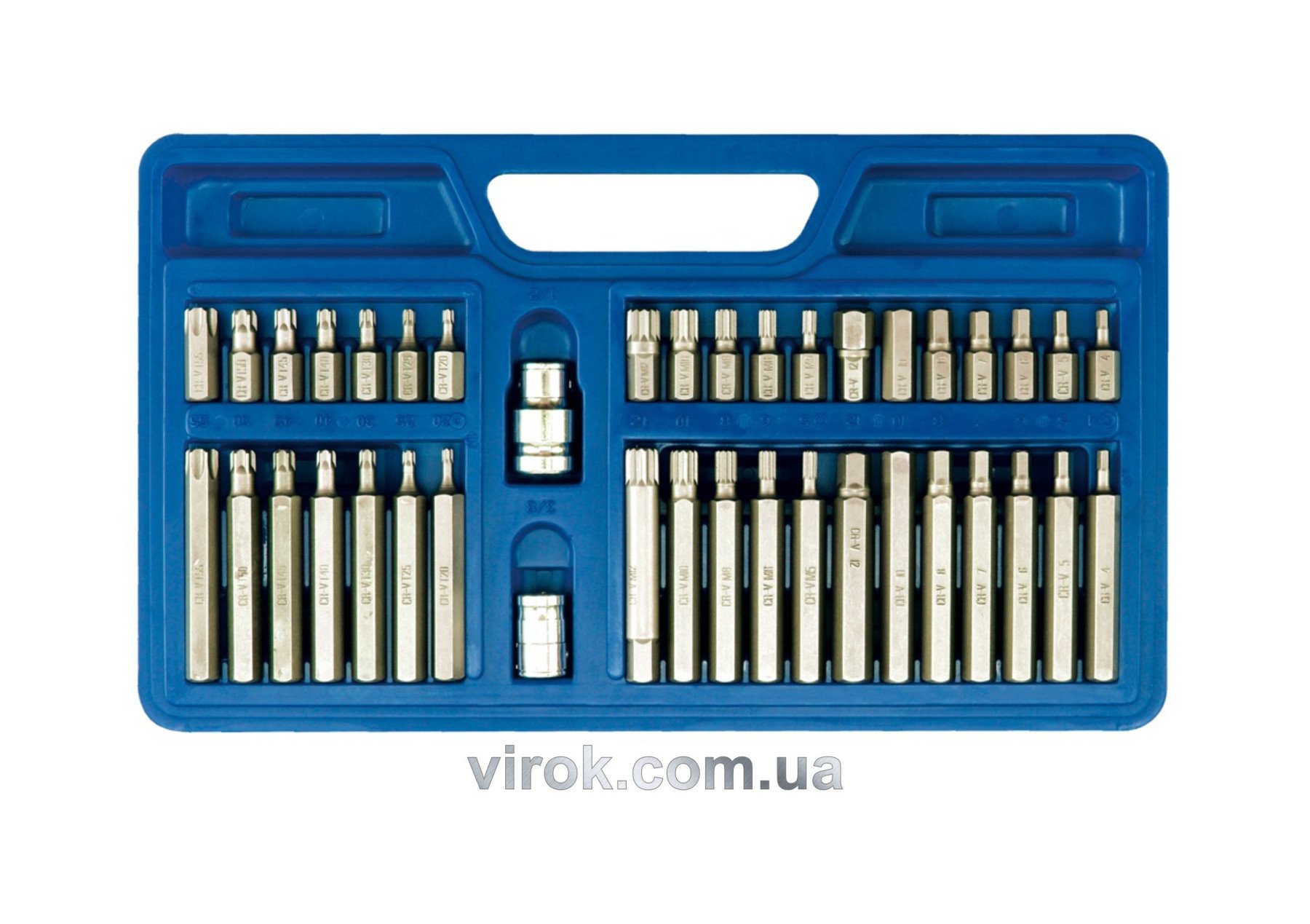 VOREL Насадки викруткові : квадрат 1/2",3/8", HEX TORX SPLINE. CrV  | 66410