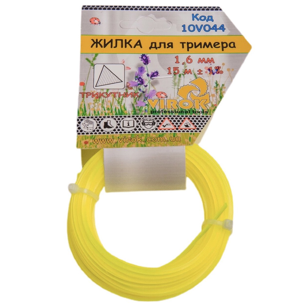 VIROK Жилка для тримера ТРИКУТНИК TM : Ø= 1.6 мм, l= 15 м | 10V044