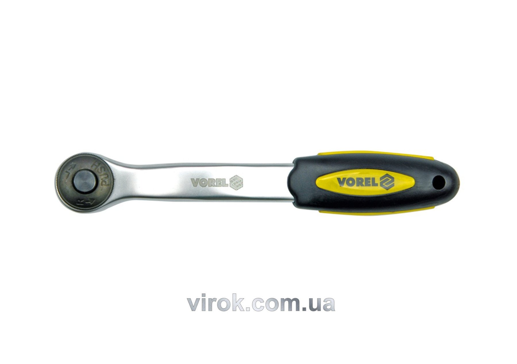 VOREL Тріщатка до головок торцевих, вигнута, квадрат 1/4", L= 150 мм, 72T, CrV  | 53571