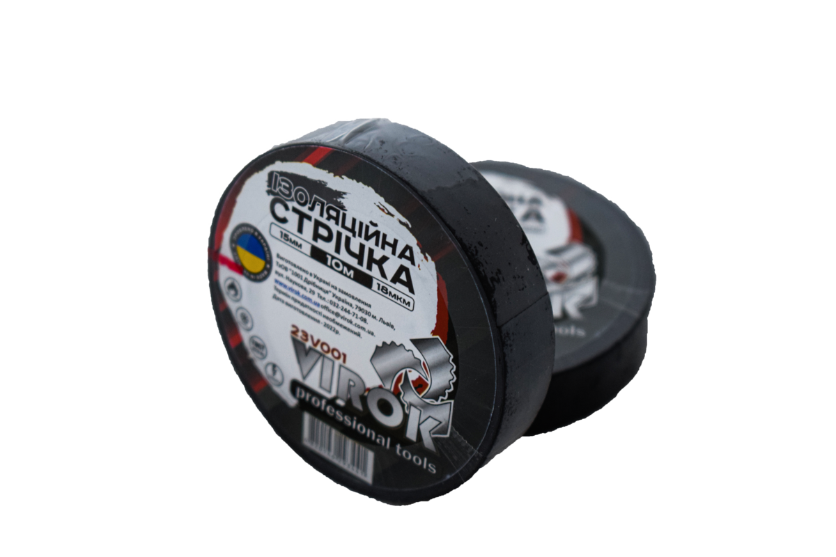 VIROK Стрічка ізоляційна : 15 мм х 10 м x 0,18 мм ЧОРНА  | 23V001