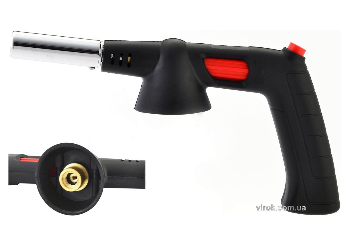 VIROK Пальник газовий з різьбовим (7/16) з'єднанням з ручкою, Piezo, ceramic | 44V181