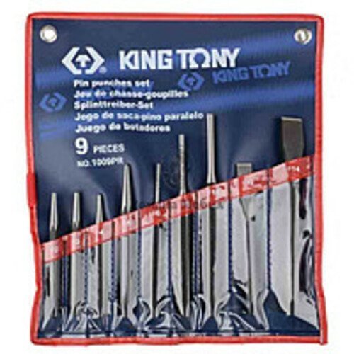 KING TONY Выколотки в наборе 9 ед. В чехле (выколотки, зубила, керны, бородки) | 1009PR01