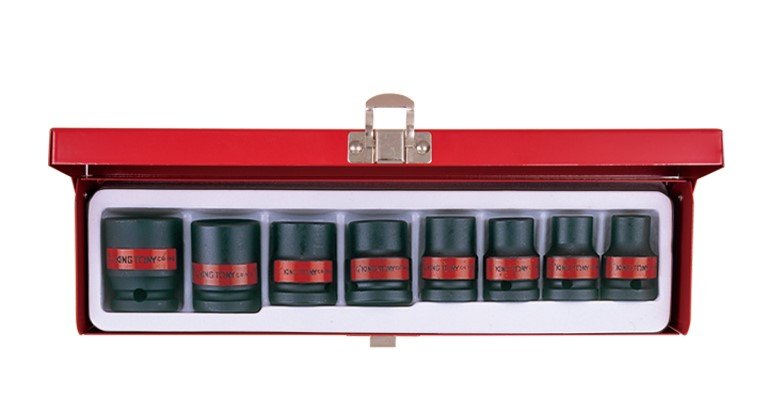 KING TONY Набор головок ударных 1/2" 8 ед. 6-ти гранные,короткие, дюймовые, 3/8"-15/16" | 4408SP