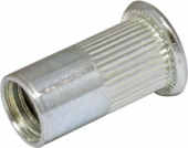 Гайка-заклепка круглая плоская головка с насечкой M8-L (основа 3,5-6,0 мм.)